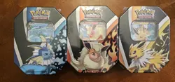 Pokemon TCG Eeveelution Tin Set Of 3 Flareon Jolteon Vaporeon Sealed NEW - Image 1