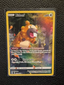 Pokemon TCG Bidoof GG29/GG70 Crown Zenith Galarian Gallery NM Full Art Holo - Image 1