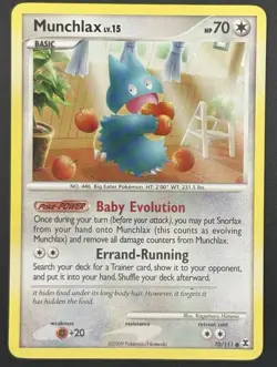 Pokemon Munchlax 70/111 Rising Rivals 2009 Regular MP - Image 1