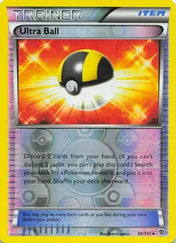 Ultra Ball 90/101 Uncommon Plasma Blast Pokemon Reverse Holo Moderately Played - Image 1