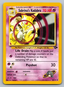 Pokemon TCG Gym Challenge Sabrina's Kadabra 058/132 - Image 1
