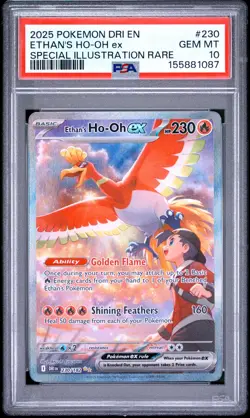 2025 POKEMON DRI EN-DESTINED RIVALS #230 ETHAN'S HO-OH EX PSA 10 - Image 1
