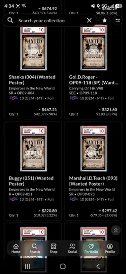 Bandai One Piece Card Game PSA 10 all Wanted posters - Image 3