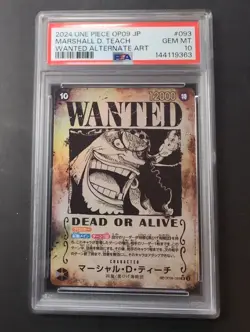 One Piece Marshall D. Teach Wanted Poster Alt Art JP OP09-093 PSA 10 Gem Mint - Image 1