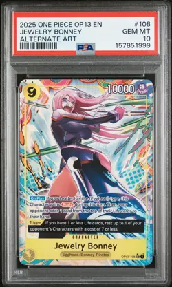 2025 ONE PIECE OP13 ENGLISH CARRYING ON HIS WILL JEWELRY BONNEY ALT ART PSA 10 - Image 1