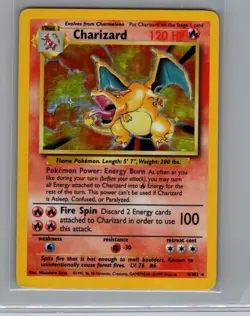 Charizard 4/102 Base Set Holo Unlimited MP-HP - Image 1