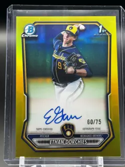 2026 Bowman Chrome Ethan Dorchies 1st Bowman Yellow Refractor Auto /75 #CPA-EDO - Image 1