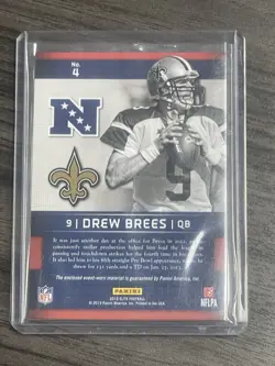 2013 Panini Elite #4 Pro Bowl Standouts Drew Brees Patch Football Card - Image 3