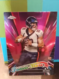 Topps Chrome 2024 Future Stars Bo Nix Denver Broncos #FS-4 Rookie Insert - Image 1
