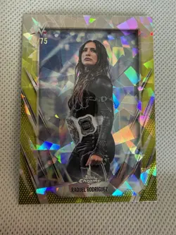 2026 Topps Chrome Sapphire WWE Raquel Rodriguez Base /75 Yellow - Image 1