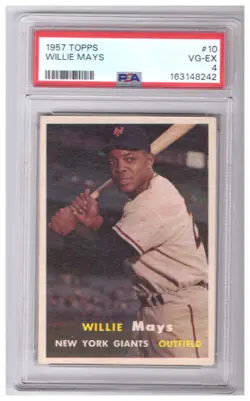 1957 Topps Willie Mays #10 PSA 4 Insanely Nice Centering Freshly Graded By PSA - Image 1