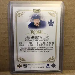 ILYA MIKHEYEV 2019-20 UD STATURE TORONTO MAPLE LEAFS ROOKIE 37/75 - Image 2