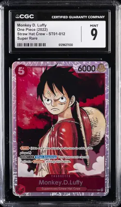 2022 ONE PIECE STRAW HAT CREW - SUPER RARE #ST01-012 MONKEY D. LUFFY CGC 9 - Image 1