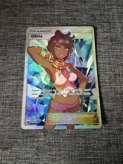 POKEMON SUN & MOON CRIMSON INVASION OLIVIA FULL ART TRAINER 111/111 NEAR MINT - Image 1