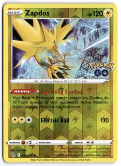 Pokemon Go Zapdos Reverse Holo #29 Near Mint - Image 1
