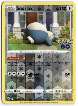 Pokemon Go Snorlax Reverse Holo #55 Near Mint - Image 1