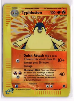 Typhlosion 64/165 Rare Expedition Base Set Pokemon Reverse Holo Heavily Played - Image 1