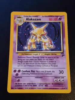 Alakazam 1/130 Holo Rare Base Set 2 Pokemon NM - Image 1