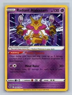 Radiant Alakazam 059/195 Radiant Rare Silver Tempest Pokemon Holo Lightly Played - Image 1