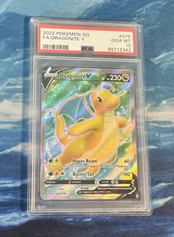 2022 Pokemon Go Dragonite V #076/078 Full Art Ultra Rare Holo Graded PSA 10 Nice - Image 1