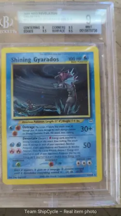 BROKEN SLAB Pokemon Shining Gyarados 65 Neo Revelation Unlimited BGS 9 Min G3D - Image 1