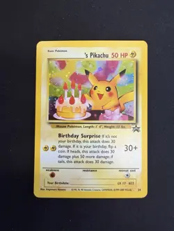 2000 Pokemon Promo Black Star 24 Birthday Pikachu Holo LP - Image 1
