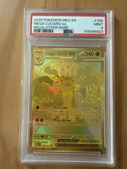 Pokemon Mega Lucario ex 188/132 PSA 9 Hyper Rare Holo Me01 English 2025 - Image 1