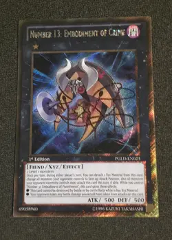 Yugioh Number 13: Embodiment Of Crime PGLD-EN023 Gold Rare 1st Ed Near Mint - Image 1