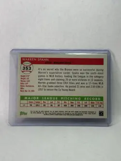 2025 Topps Chrome Platinum Anniversary Warren Spahn #438 Blue Mini-Diamond /199 - Image 2