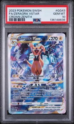2023 POKEMON SWORD & SHIELD CROWN ZENITH #GG43 FULL ART/ZERAORA VSTAR PSA 10 - Image 1