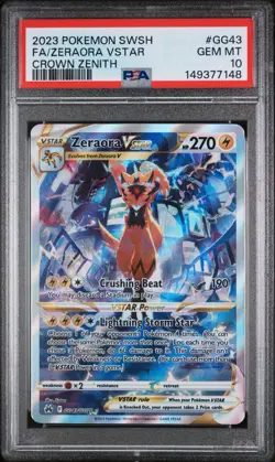2023 POKEMON SWORD & SHIELD CROWN ZENITH #GG43 FULL ART/ZERAORA VSTAR PSA 10 - Image 1