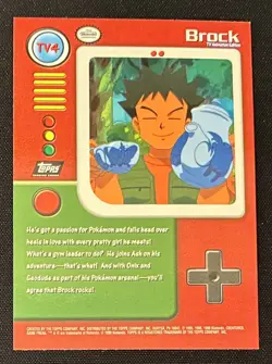 Pokemon TCG Brock TV4 Textured Foil Holo Topps Series Card NM Mint Fresh Pull - Image 3