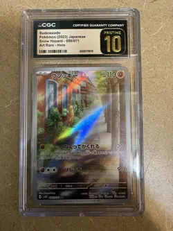 CGC 10 Pristine Sudowoodo 080/071 AR Art Rare Snow Hazard sv2P Pokemon Card - Image 1