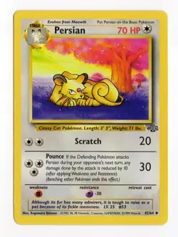 Persian 42/64 Jungle Pokemon Card NM - LP WotC - Image 1