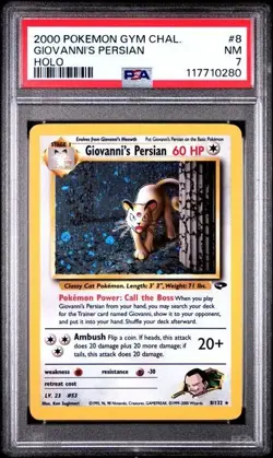 PSA 7 - 2000 Pokemon Gym Challenge GIOVANNI'S PERSIAN HOLO #8 (0280) - Image 1