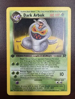 Dark Arbok 19/82 - 1st Edition - Team Rocket Regular Pokemon TCG Vintage WoTC LP - Image 1