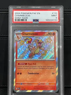 PSA 9 Pokemon Card Charmeleon Shiny Holo Rare 110/091 Paldean Fates - Image 1