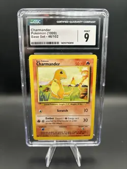 CGC 9 Charmander 46/102 Common - 1999 Base Set - Pokemon TCG - Image 1