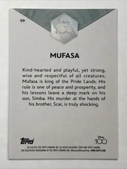2023 Topps Chrome Disney 100 Mufasa #99 Purple Refractor #73/299 - Image 2