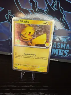 Pokemon TCG Pikachu Cosmo Holo 30th Anniversary Stamped Promo From Pokemon Day - Image 1