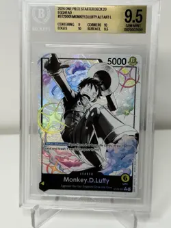 One Piece CCG Monkey.D.Luffy Black & White Alternate Art ST29-001 BGS 9.5 - Image 1