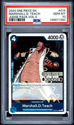 2024 ONE PIECE JUDGE PACK VOLUME 4 014 MARSHALL D. TEACH PSA 10 GEM MINT - Image 1