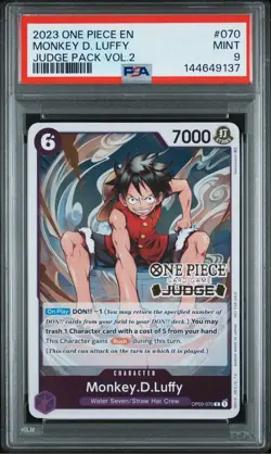 2023 One Piece Monkey.D.Luffy OP03-070 Judge Pack Vol. 2 Promo Card Foil - Image 1