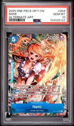 2025 One Piece Op11-A Fist of Divine Speed Nami #054 Alt Art PSA 10 - Image 1