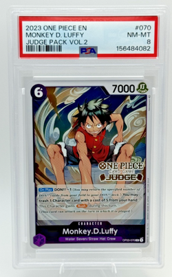 2023 One Piece EN Judge Pack Volume 2 Monkey D Luffy #070 PSA 8 - Image 1