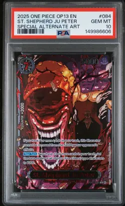 2025 ONE PIECE OP13-SPECIAL ALTERNATE ART #084 ST. SHEPHERD JU PETER PSA 10 - Image 1
