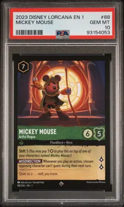 2023 Disney Lorcana EN1 First Chapter Mickey Mouse #88 Rogue PSA 10 GEM MINT - Image 1