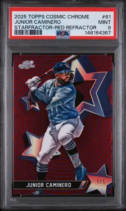 2025 Topps Cosmic Chrome - Junior Caminero Starfractor Red Refractor/5 PSA 9 - Image 1