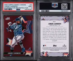 2025 Topps Cosmic Chrome - Junior Caminero Starfractor Red Refractor/5 PSA 9 - Image 2