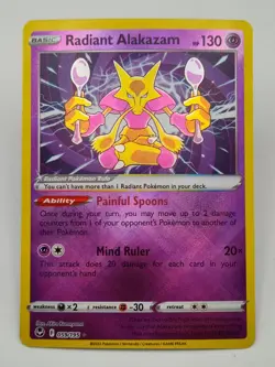 Pokemon TCG Card - RADIANT ALAKAZAM 59/95 Holo Rare | Silver Tempest (2022) Mint - Image 1